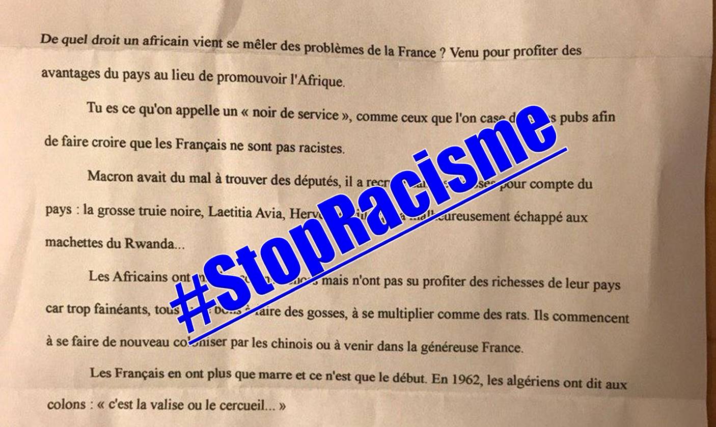 France: Les Africains traités de «rats » dans une lettre raciste à un député français d’origine sénégalaise