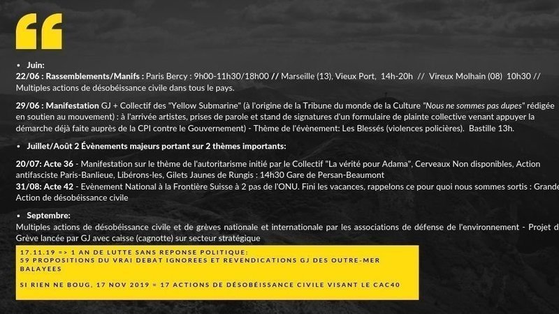 France: le plan d’actions des  » Gilets jaunes  » jusqu’au 17 novembre 2019