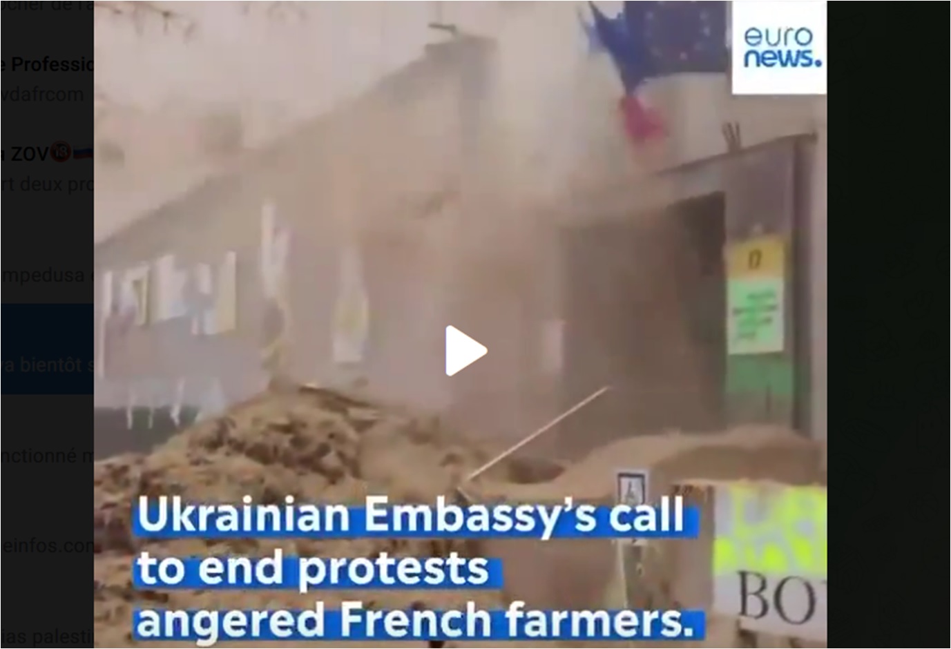 France : Les agriculteurs français inondent d’excréments l’ambassade d’Ukraine à  Paris